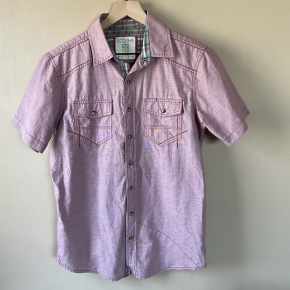 ecoths Other - Ecoths Western Organic Cotton Shirt Button Down Snap Red Short Sleeve Small